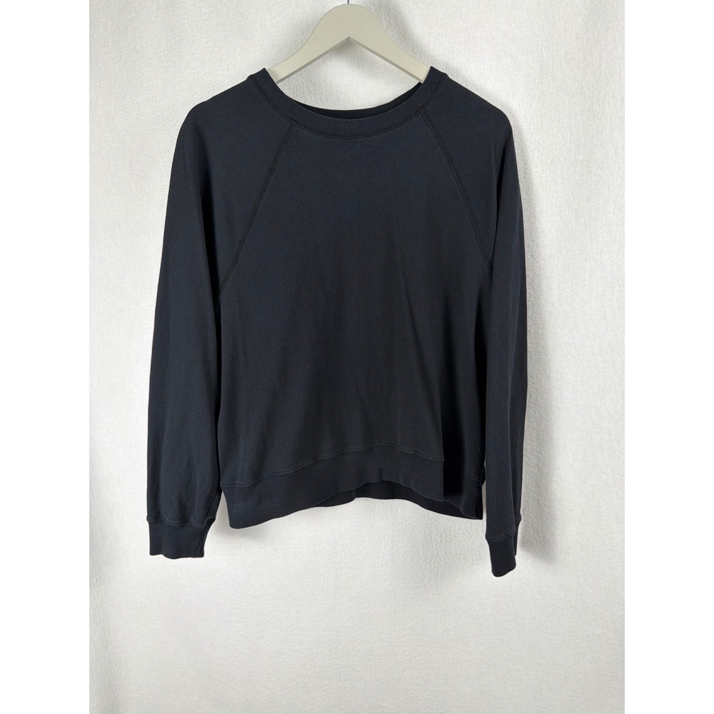 Everlane Womens Black Organic Cotton Raglan Crewneck Sweatshirt Size M